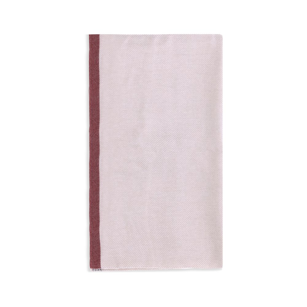 Scarf by Brunello Cucinelli for men in cashmere beige, patterned & signature features a timeless silhouette, artfully capturing the essence of the timeless Cashmere Frayed-Edge Scarf design for a sophisticated look.