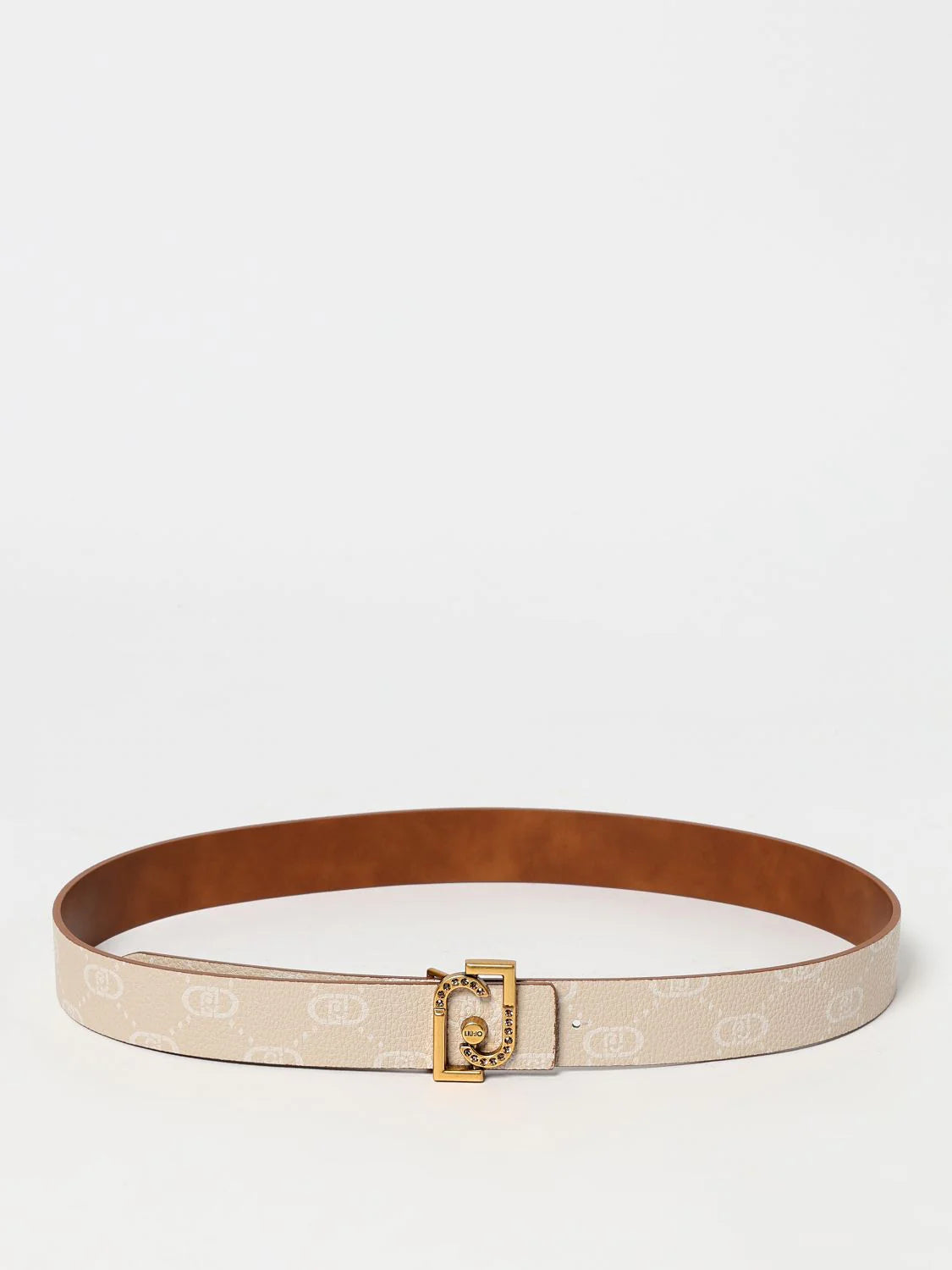 Belt by Liu Jo for women in leather beige features an artisanal finish, elegantly showcasing the signature style and artisanal craftsmanship of the Leather Belt design.