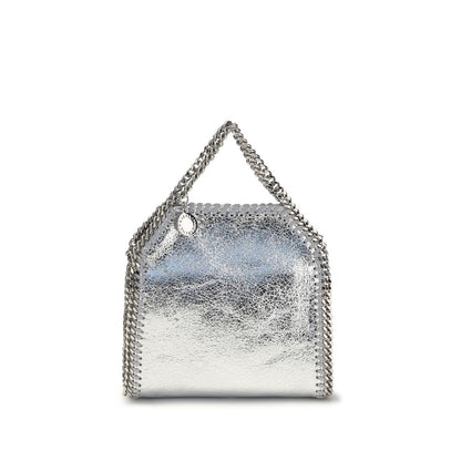 Compact Shoulder Bag by Stella McCartney for women in polyester leather silver & signature features an effortlessly chic silhouette with a secure snap & magnetic, ample , and versatile shoulder-strap & handle for effortlessly chic everyday luxury.