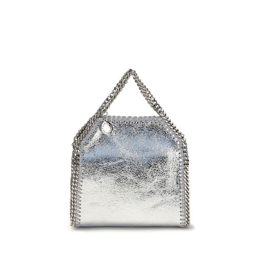 Compact Shoulder Bag by Stella McCartney for women in polyester leather silver & signature features an effortlessly chic silhouette with a secure snap & magnetic, ample , and versatile shoulder-strap & handle for effortlessly chic everyday luxury.