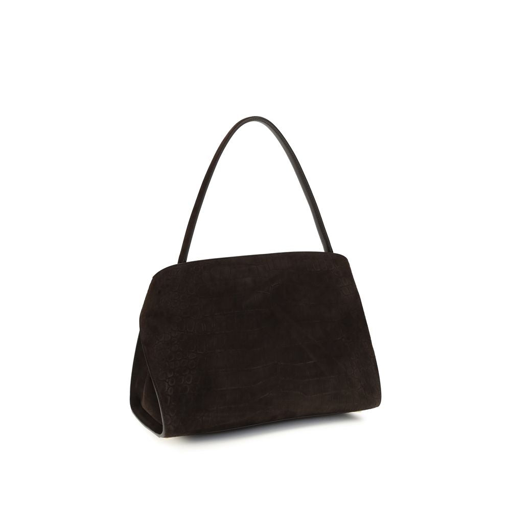 Shoulder Bag by Ferragamo for women in polyurethane & bos taurus suede calf leather brown, gold, signature-print & print features a effortless sophistication silhouette, secured by a zipper & buckle with ample and versatile shoulder-strap for a effortless sophistication finish.