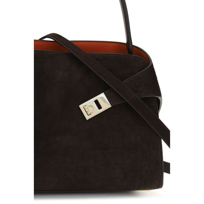 Shoulder Bag by Ferragamo for women in polyurethane & bos taurus suede calf leather brown, gold, signature-print & print features a enviable silhouette, showcasing a secure zipper & buckle, ample , and enviable shoulder-strap for a enviable finish.