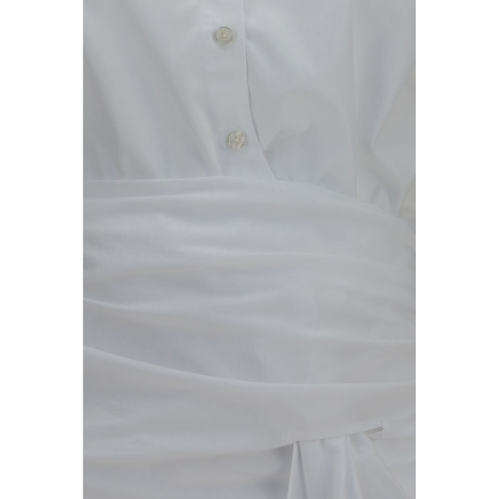 Dress Shirt by 7FOR for women in cotton white showcases a sleek silhouette, elegantly detailed with a sleek and for a sleek finish.