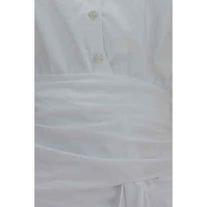 Dress Shirt by 7FOR for women in cotton white showcases a sleek silhouette, elegantly detailed with a sleek and for a sleek finish.