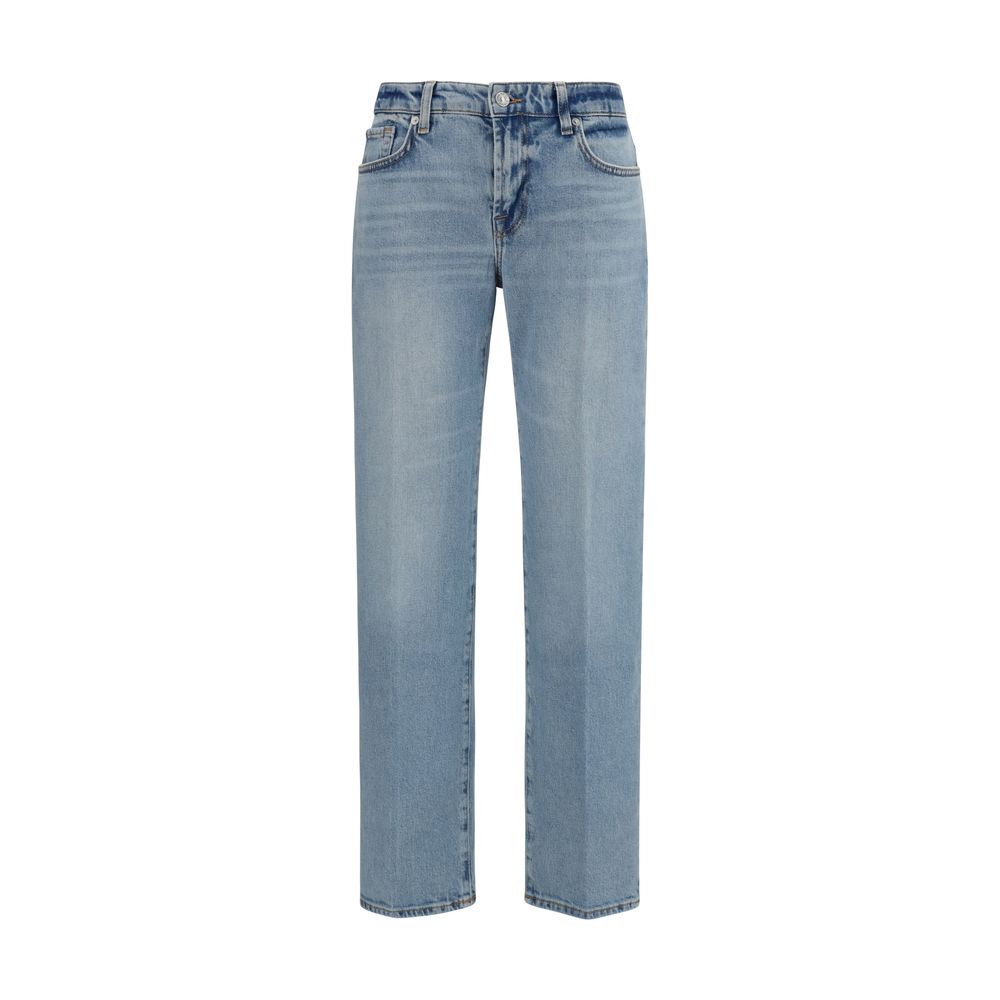 Jeans by 7FOR for women in stretch denim cotton blue & patterned features an sophisticated and straight-leg & regular-fit with a precise long, creating a sophisticated and sophisticated silhouette.