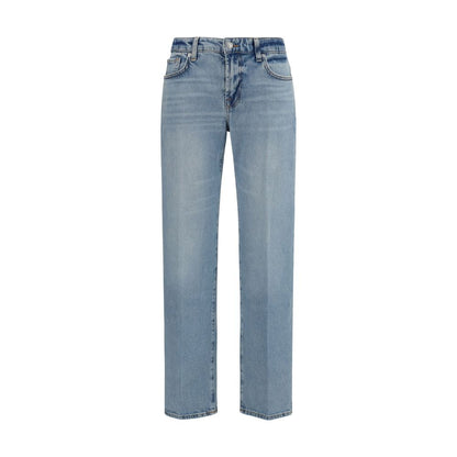 Jeans by 7FOR for women in stretch denim cotton blue & patterned features an sophisticated and straight-leg & regular-fit with a precise long, creating a sophisticated and sophisticated silhouette.