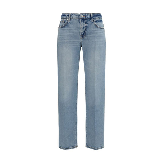 Jeans by 7FOR for women in stretch denim cotton blue & patterned features an sophisticated and straight-leg & regular-fit with a precise long, creating a sophisticated and sophisticated silhouette.
