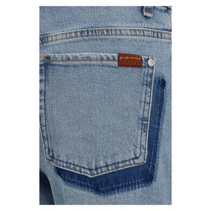 Jeans by 7FOR for women in stretch denim cotton blue & patterned presents a tailored silhouette, showcasing a tailored straight-leg & regular-fit and long cut with a refined for a truly tailored aesthetic.