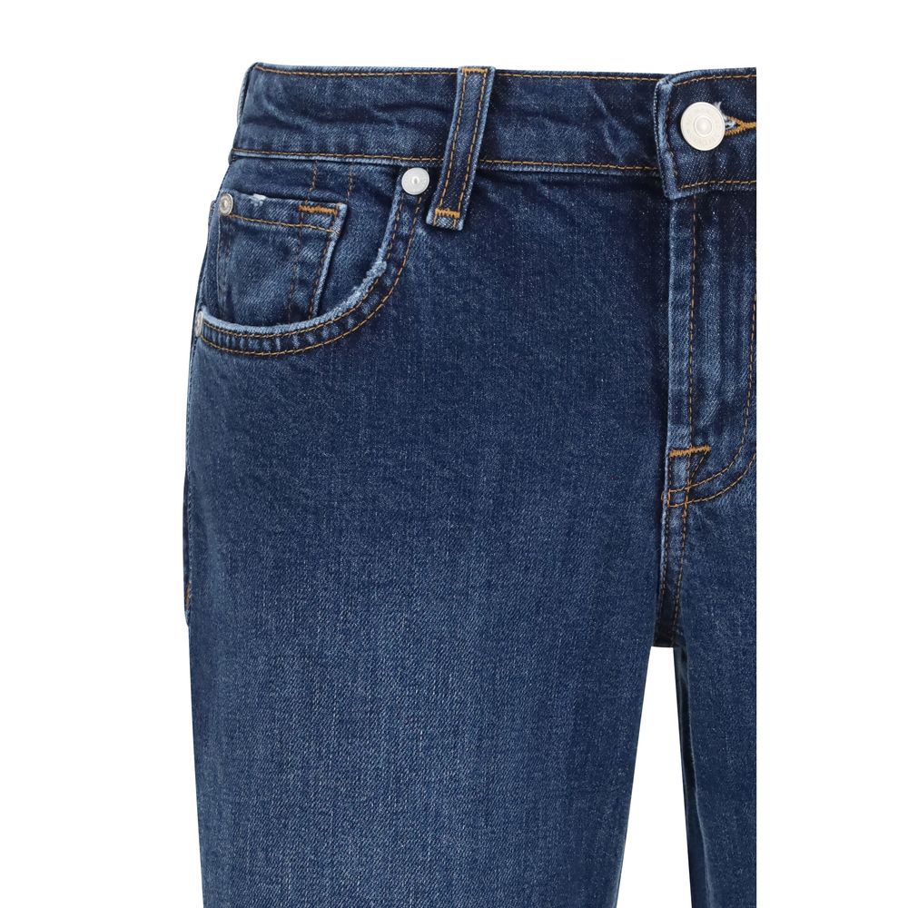 Jeans by 7FOR for women in stretch denim cotton blue, indigo & signature features a refined silhouette with a refined flared & slim, defined by a low rise and a refined long for a refined finish.