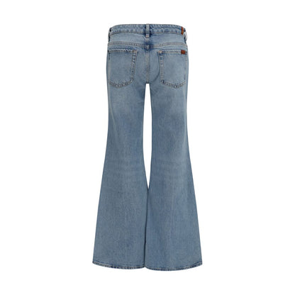 Jeans by 7FOR for women in stretch denim cotton blue features an sophisticated low rise and flared, relaxed-fit, wide & slim with a precise long, creating a sophisticated and sophisticated silhouette.