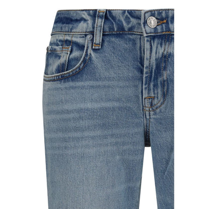 Jeans by 7FOR for women in stretch denim cotton blue features a refined silhouette with a refined flared, relaxed-fit, wide & slim, defined by a low rise and a refined long for a refined finish.