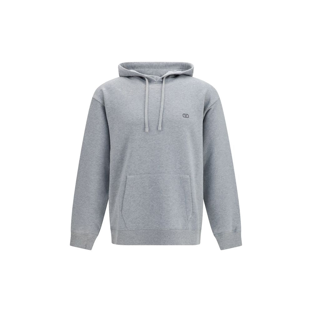 Sweatshirt Hoodie by Valentino Garavani for men in cotton gray & signature features an avant-garde silhouette, showcasing a sophisticated hooded neckline and long-sleeve detail for a truly avant-garde finish.