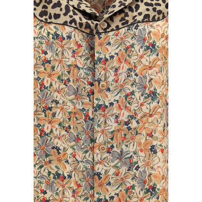 Shirt by Valentino Garavani for men in silk multicolor, leopard-print, patterned, floral & print features an polished silhouette, showcasing a sophisticated and detail for a truly polished finish.