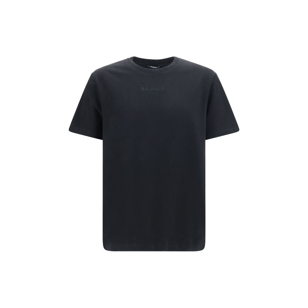 T-Shirt by Balmain for men in cotton black features a plush silhouette, showcasing a sophisticated round neckline and short-sleeve for a truly plush finish.