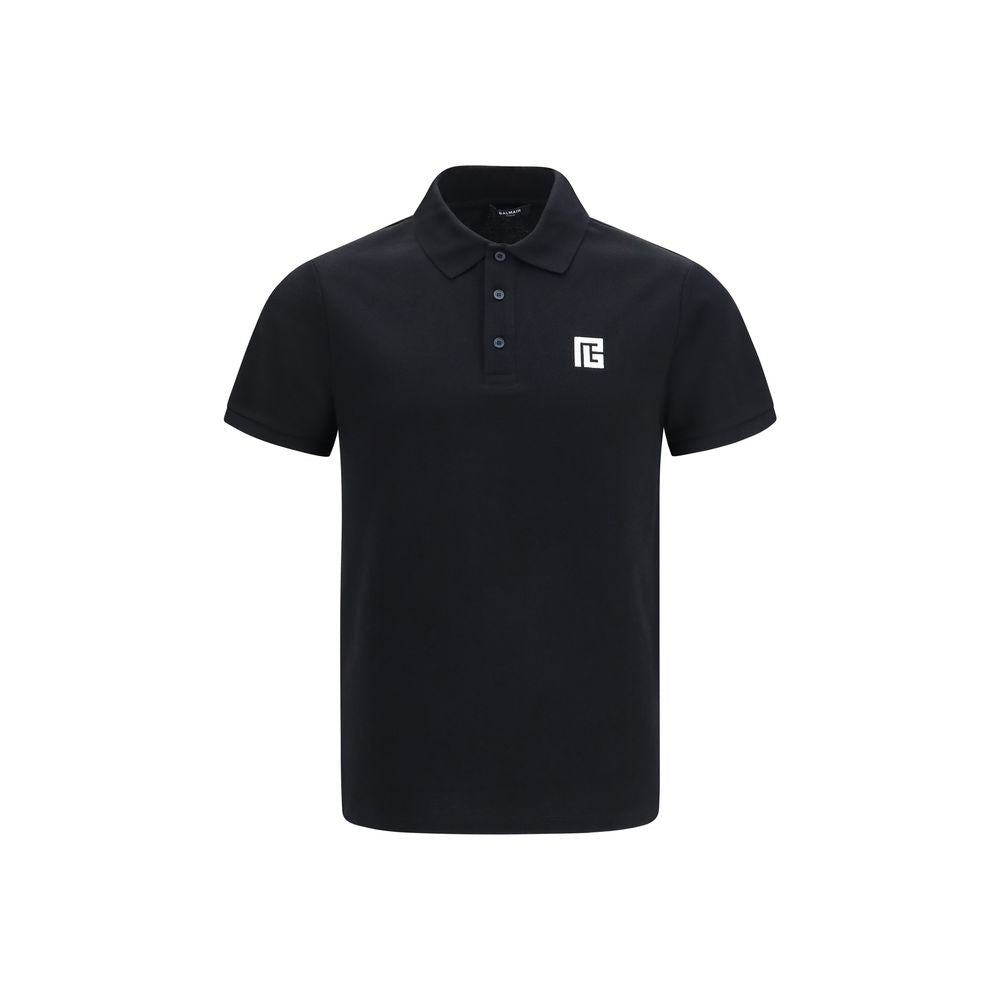Polo Shirt by Balmain for men in cotton black & signature presents a crisp silhouette, artfully detailed with a crisp short-sleeve and crisp .