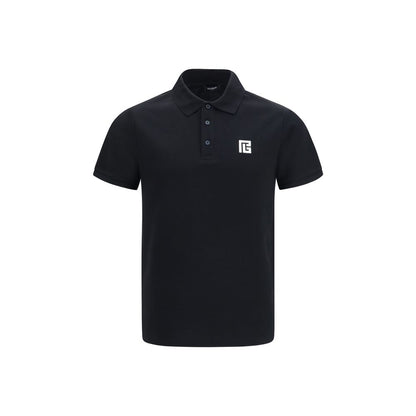 Polo Shirt by Balmain for men in cotton black & signature presents a crisp silhouette, artfully detailed with a crisp short-sleeve and crisp .