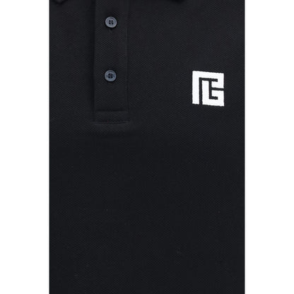 Polo Shirt by Balmain for men in cotton black & signature presents a distinguished silhouette, showcasing a sophisticated and distinguished for a truly distinguished finish.