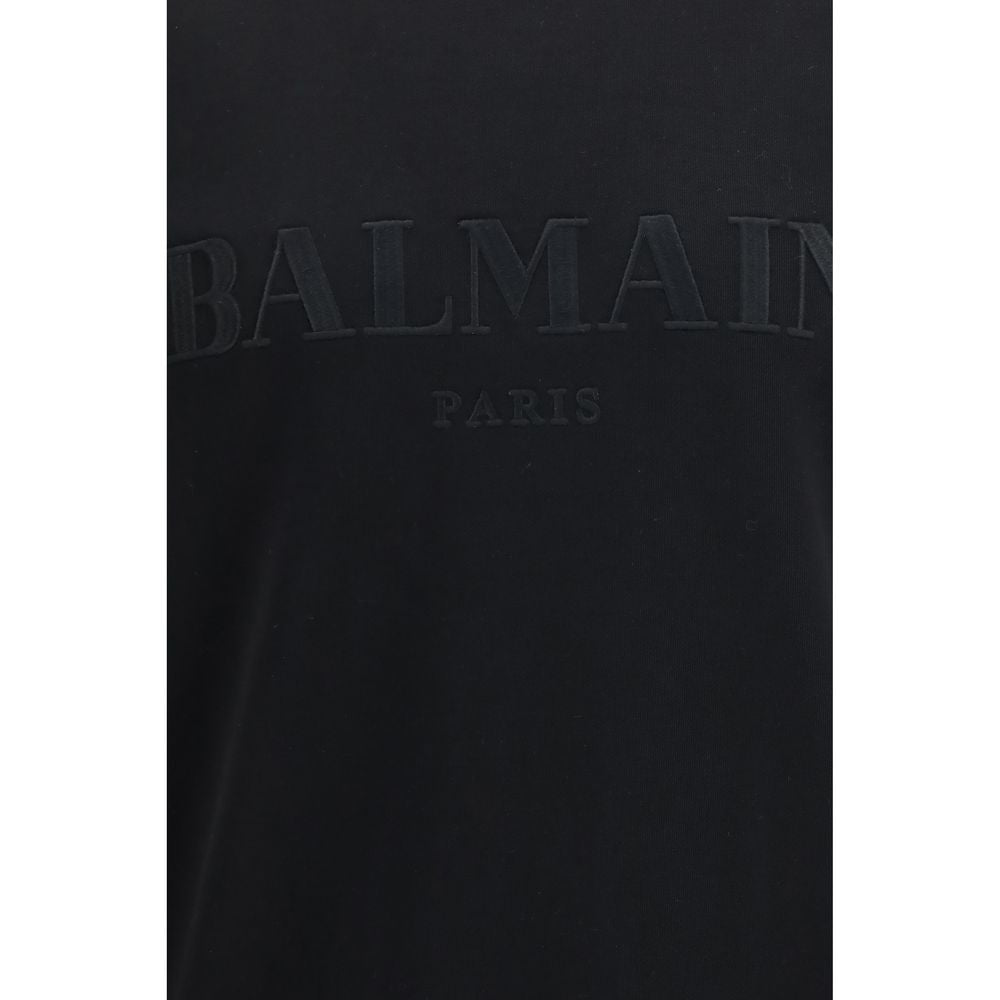 Sweatshirt by Balmain for men in cotton black features an exquisite silhouette, showcasing and crew neckline details for a exquisite look.