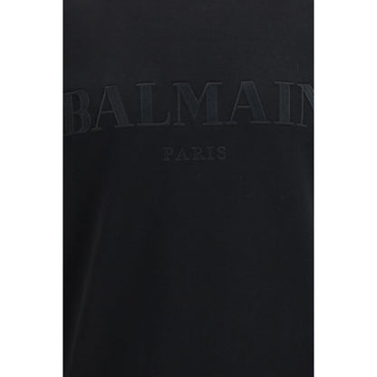 Sweatshirt by Balmain for men in cotton black features an exquisite silhouette, showcasing and crew neckline details for a exquisite look.