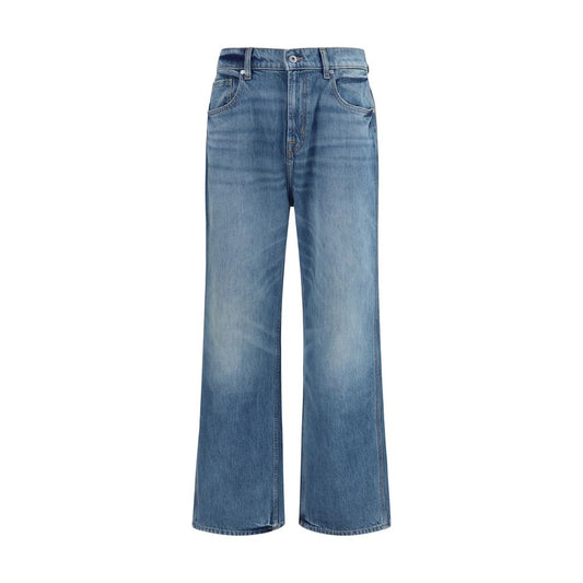 Jeans by 7FOR for men in denim cotton blue & sand presents a refined pantology silhouette, artfully defined by a refined pantology straight, relaxed-fit, regular-fit & wide, long, and a sophisticated .