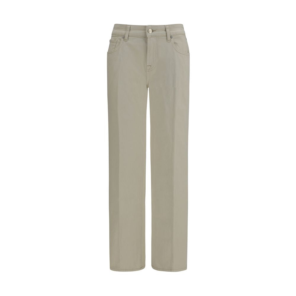 Jeans by 7FOR for women in stretch denim cotton beige features an sartorial straight-leg & regular-fit and long with a cut for a sartorial finish.