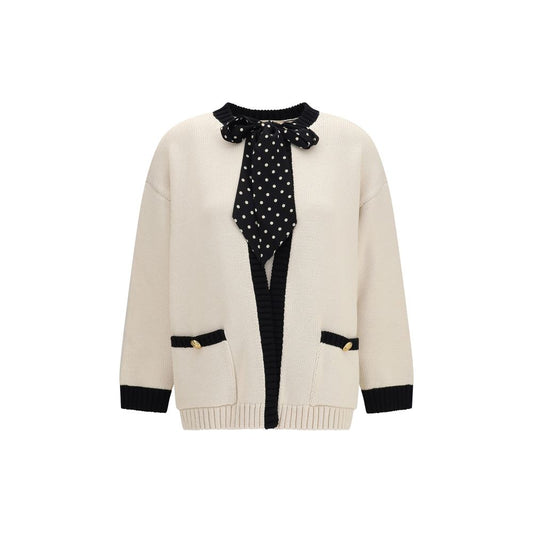 Cardigan by Valentino Garavani for women in cotton polyester beige & gold features a nuanced silhouette with a refined and nuanced detailing for a sophisticated look.