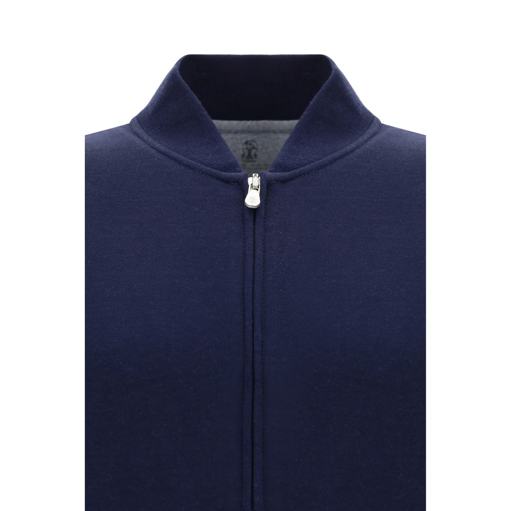 Sweatshirt by Brunello Cucinelli for men in cotton blue showcases a slouchy chic silhouette, artfully detailed with a slouchy chic and for a slouchy chic finish.