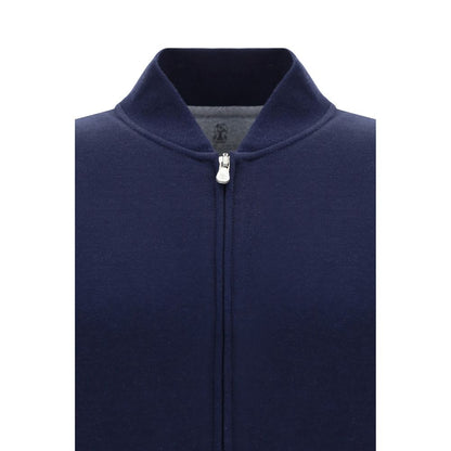Sweatshirt by Brunello Cucinelli for men in cotton blue showcases a slouchy chic silhouette, artfully detailed with a slouchy chic and for a slouchy chic finish.