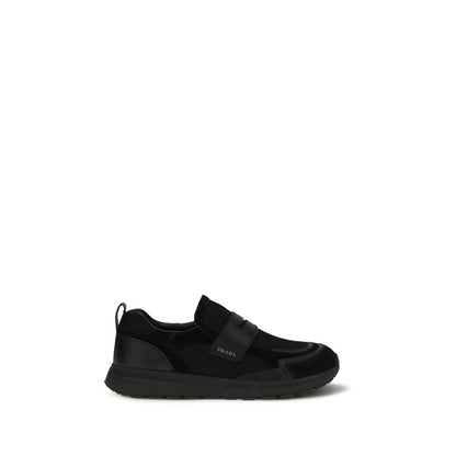 Athletic Sneakers by Prada for men in bos taurus calf leather black features an exquisite silhouette, showcasing the premium athletic style of the Men's Athletic Bos Taurus Calf Leather Sneakers with an exquisite finish.