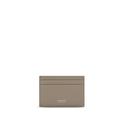 Cardholder Wallet by Ferragamo for women in bos taurus calf nubuck leather beige & palladium presents a refined silhouette, artfully capturing the essence of the Gancini Bos Taurus Calf Nubuck Leather Cardholder Wallet design with sophisticated card-organization compact-design for a refined look.