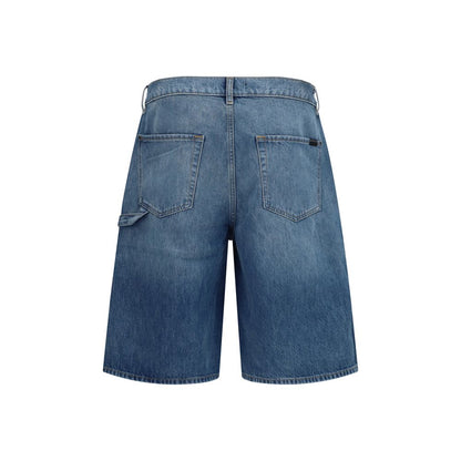 Denim Shorts by 7FOR for men in denim cotton blue features an magnificent silhouette, showcasing a magnificent relaxed-fit, wide & oversized with a short and for a premium, sophisticated aesthetic.