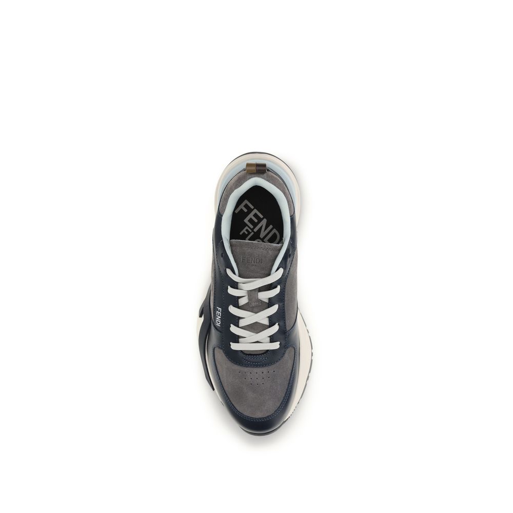 Athletic Sneakers by Fendi for men in bos taurus suede calfskin leather multicolor, white & signature presents a sleek silhouette, perfectly capturing the athletic style essence of Flow Men's Athletic Bos Taurus Suede Calfskin Leather Sneakers with its sleek design and premium finish.