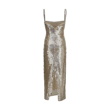 Nissa Gold Nylon Cocktail Dress