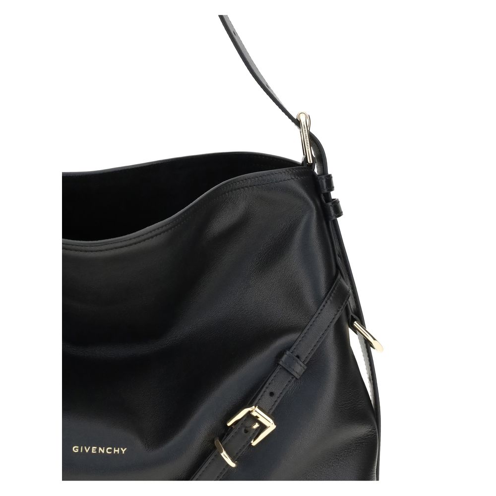 Medium 2-in-1 Shoulder & Crossbody Handbag by Givenchy for women in bos taurus calf leather black, gold & signature presents a ornamental silhouette, showcasing a secure , ample , and versatile crossbody-strap, shoulder-strap, adjustable-strap & handle for a ornamental finish.