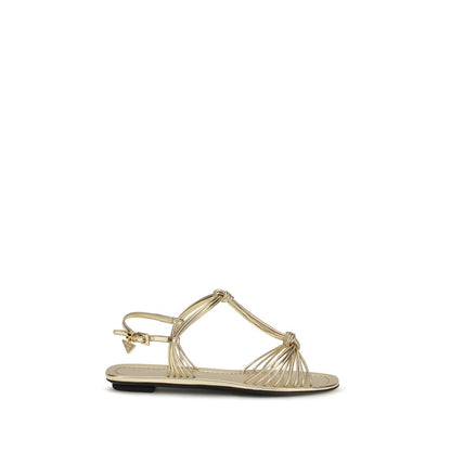 Flat Sandals by Prada for women in bos taurus nappa calf leather gold showcases a sculptural silhouette as Women's Bos Taurus Nappa Calf Leather Flat Sandals, defined by a sculptural flat and sculptural for a sculptural look.