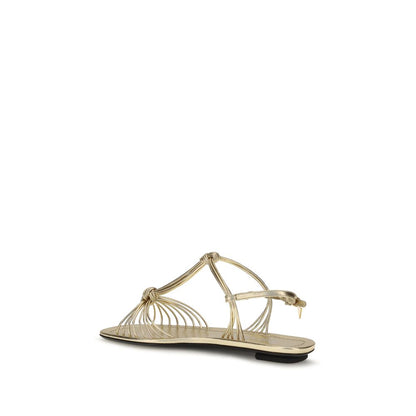 Flat Sandals by Prada for women in bos taurus nappa calf leather gold features an statuesque Women's Bos Taurus Nappa Calf Leather Flat Sandals silhouette with a refined flat and elegant .