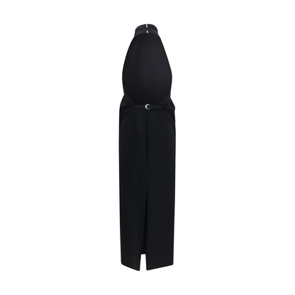 Dress by Khaite for women in polyester crepe black showcases a striking silhouette, elegantly detailed with a , refined halter neckline, and a striking long for a striking finish.