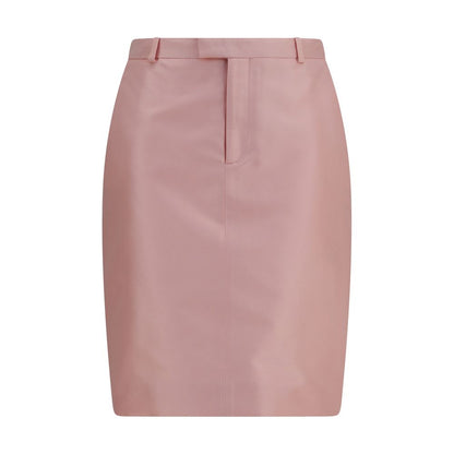 Skirt by Gucci for women in silk multicolor & pink showcases a sultry silhouette, elegantly defined by its mini and the sophisticated sultry design of the Women's Silk Mini Skirt.
