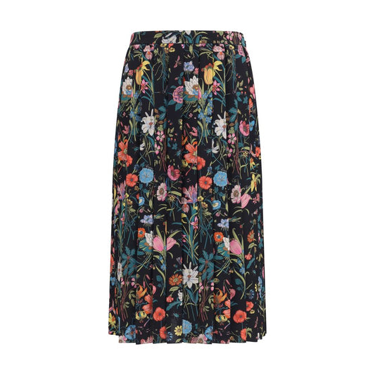 Skirt by Gucci for women in silk multicolor & print features an relaxed-yet-refined silhouette that elegantly showcases the Women's Pleated Silk Midi Skirt design and sophisticated midi.