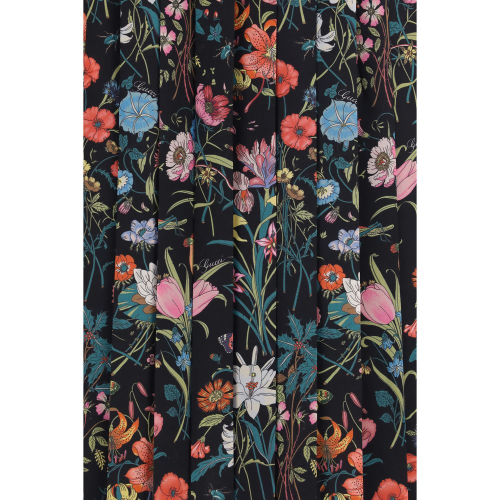Skirt by Gucci for women in silk multicolor & print showcases a dramatic silhouette, artfully capturing the essence of the Women's Pleated Silk Midi Skirt in a dramatic midi cut for a refined look.