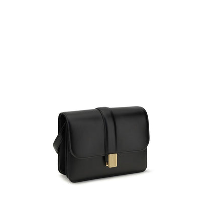 2-in-1 Shoulder & Crossbody Flap Bag by Khaite for women in bos taurus calf leather black & gold features a effortless sophistication silhouette, secured by a flap with ample and versatile crossbody-strap, shoulder-strap & adjustable-strap for a effortless sophistication finish.