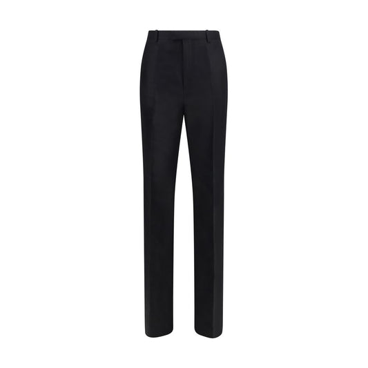 Trousers by Gucci for women in silk black presents a perennial silhouette, meticulously tailored with a regular-fit cut, long finish, and an elegant .