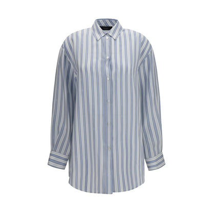 Shirt by Gucci for women in silk light-blue, white, patterned, jacquard & striped, featuring a nuanced long-sleeve and nuanced for a sophisticated finish.