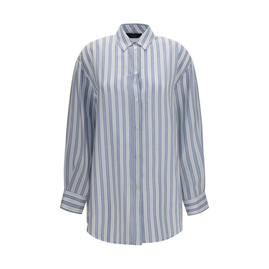Shirt by Gucci for women in silk light-blue, white, patterned, jacquard & striped, featuring a nuanced long-sleeve and nuanced for a sophisticated finish.