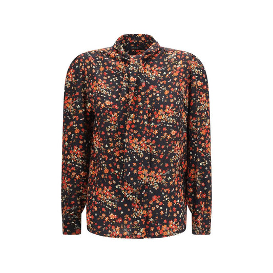 Shirt by Gucci for women in silk black, multicolor, red, patterned, floral & print, featuring a nuanced long-sleeve and nuanced for a sophisticated finish.