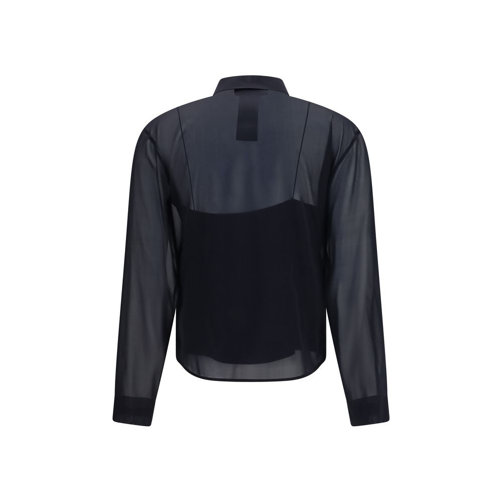 Dress Shirt by Gucci for women in silk chiffon black showcases a sublime silhouette, artfully detailed with a sublime and for a sophisticated, sublime finish.