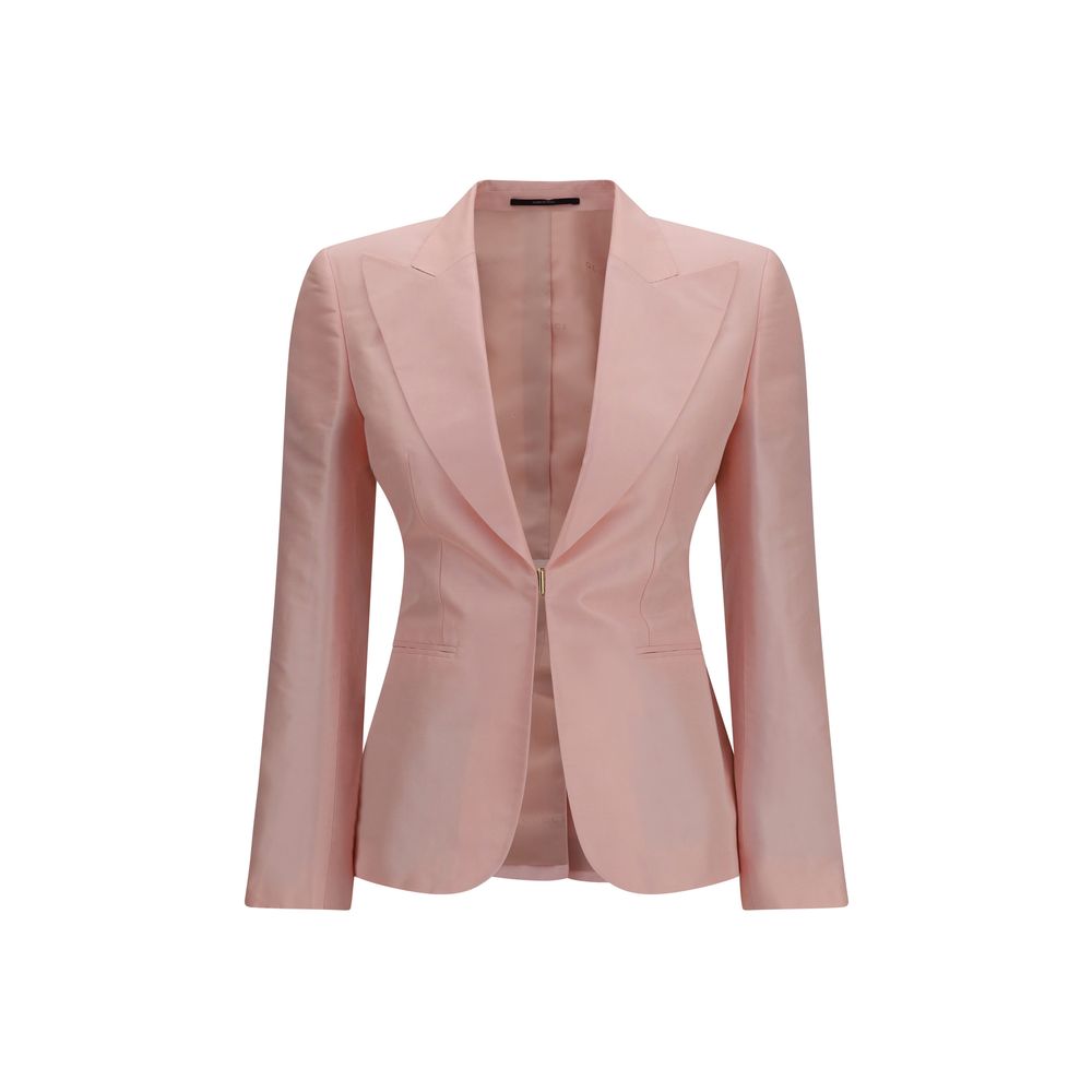 Jacket by Gucci for women in silk multicolor & pink presents a impeccable silhouette, showcasing distinct pockets and a impeccable for a sophisticated finish.