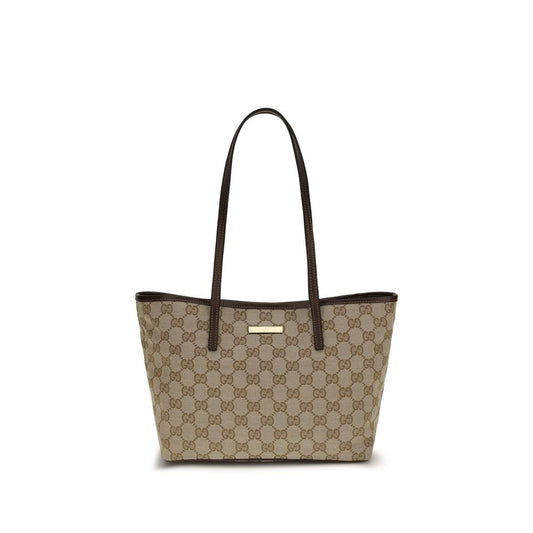 Large Tote Handbag by Gucci for women in leather beige features a contemporary silhouette, showcasing a secure snap & button, ample , and contemporary for a sophisticated look.