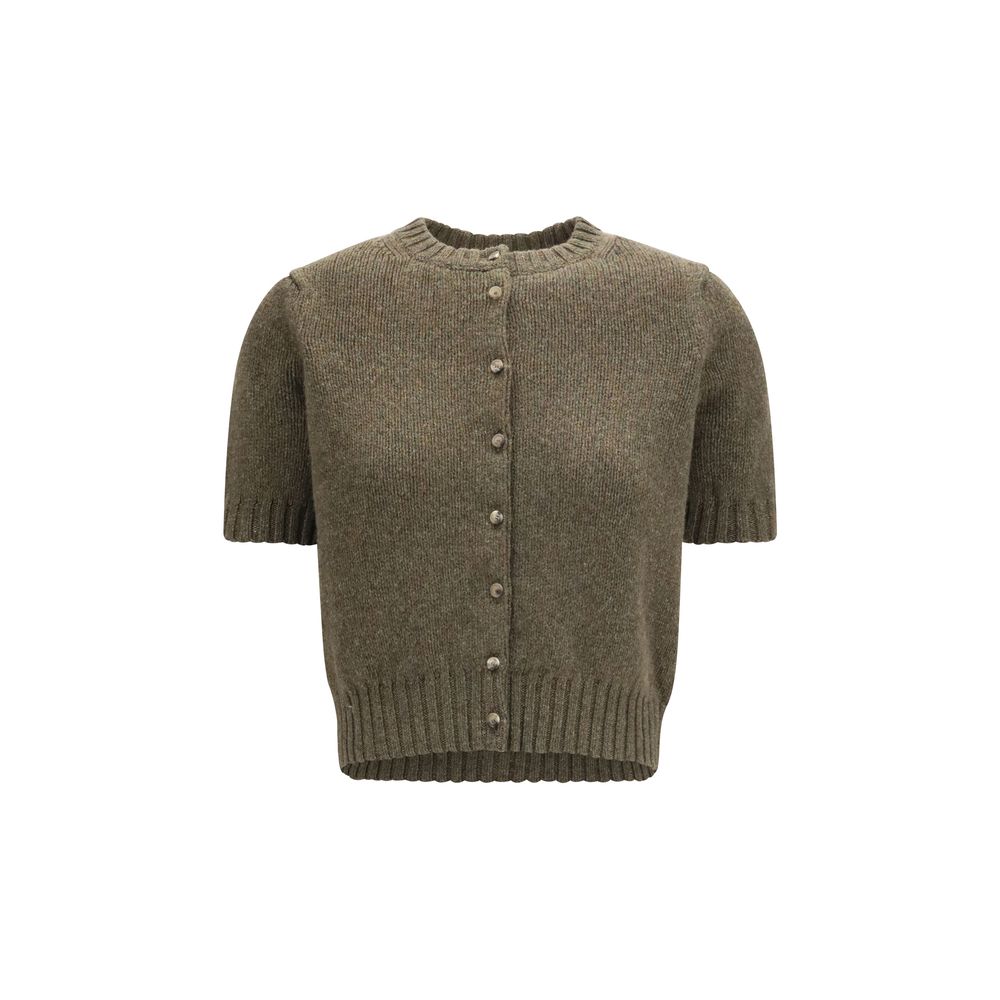 Cardigan by Khaite for women in cashmere & capra leather bicolour features an crisp silhouette, showcasing a sophisticated and detail for a truly crisp finish.