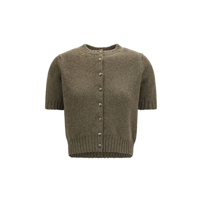Cardigan by Khaite for women in cashmere & capra leather bicolour features an crisp silhouette, showcasing a sophisticated and detail for a truly crisp finish.